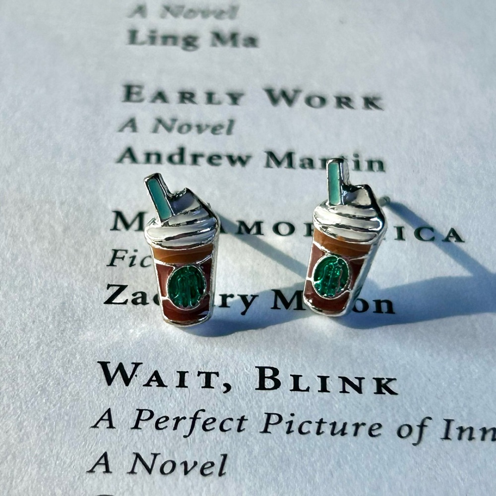 Starbucks Earrings Studs Cute Coffee Cup Earrings with Green Logo NWOT